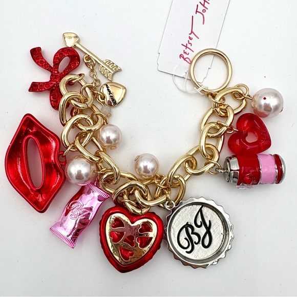 BETSEY JOHNSON Cherry Soda Charm Bracelet + Mismatch Drop Earrings 🍒💋 - Picture 9 of 15